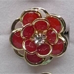 Fashion Jewelry Red Flower Statement Ring - Expandable Band - NWOT